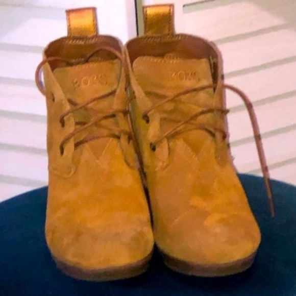 Skechers Bobs tan suede leather ankle platform boots sz 7.5 - Picture 5 of 6